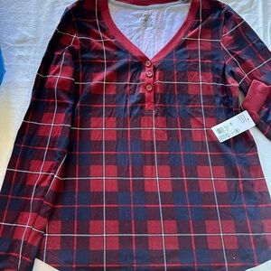 Jockey Red and Blue Plaid Pajama Top
